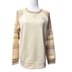 Burton Oak Crew Fleece Sweatshirt Cream Southwestern Pattern Snowboard  Women M